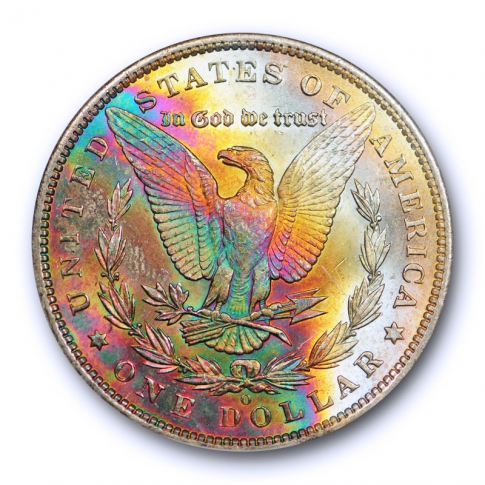 1885 O $1 Morgan Dollar NGC MS 63* Monster Toned Colorful Beauty CAC & Star  !