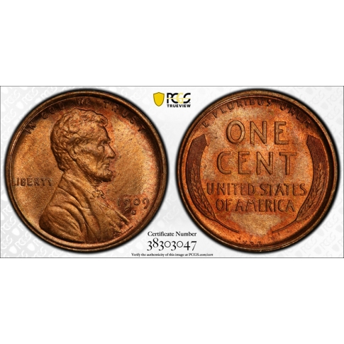 1909 VDB Lincoln Cent PCGS MS65 RD CAC