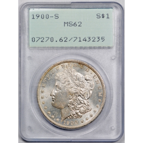 1900 S $1 Morgan Dollar PCGS MS 62 Uncirculated Rattler Holder Undergraded