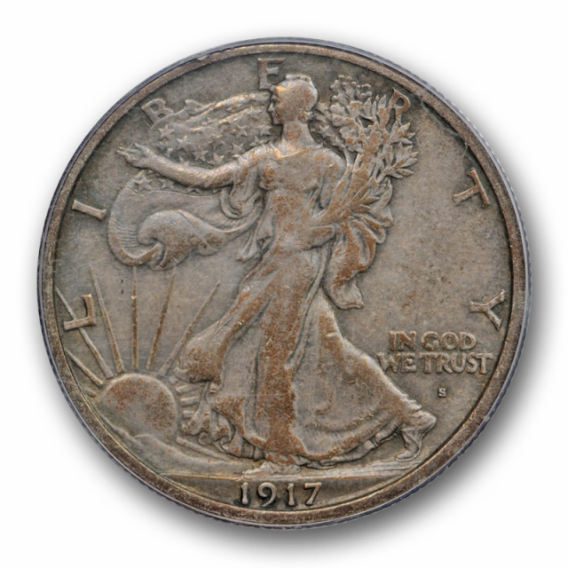 1917 S 50C Obverse Walking Liberty Half Dollar PCGS VF 30 Very Fine to Extra Fine