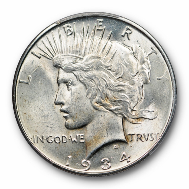 1934 D $1 Peace Dollar PCGS MS 62 Uncirculated Denver Mint Cert#9103