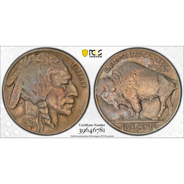 1921 S 5C Buffalo Head Nickel PCGS VF 30 Very Fine to Extra Fine Original 