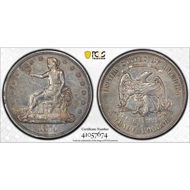 1874 CC $1 Trade Dollar PCGS XF Extra Fine Details Polished Carson City Mint Tough Date ! 