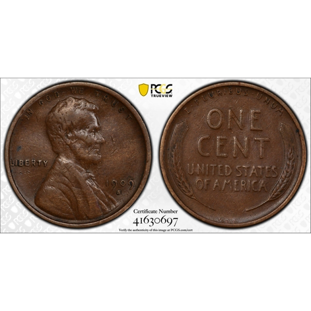 1909 S VDB 1C Lincoln Wheat Cent PCGS VF 35 Very Fine to Extra Fine Key Date Tough !