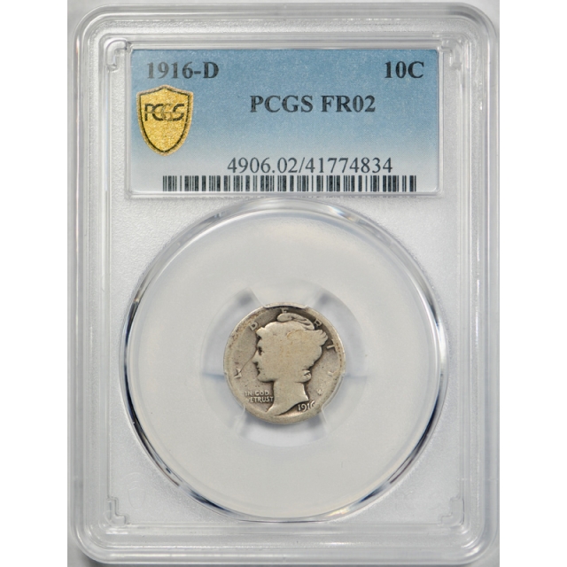 1916 D 10C Mercury Dime PCGS FR 2 FR02 Denver Mint Key Date Original Tough Coin !