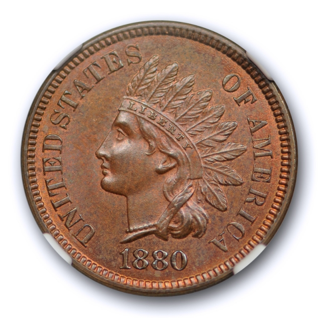 1880 1c Indian Head Cent NGC MS 64 RB Uncirculated Red Brown Exceptional Coin ! 