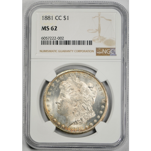 1881 CC $1 Morgan Dollar NGC MS 62 Uncirculated Carson City Mint Original Toned