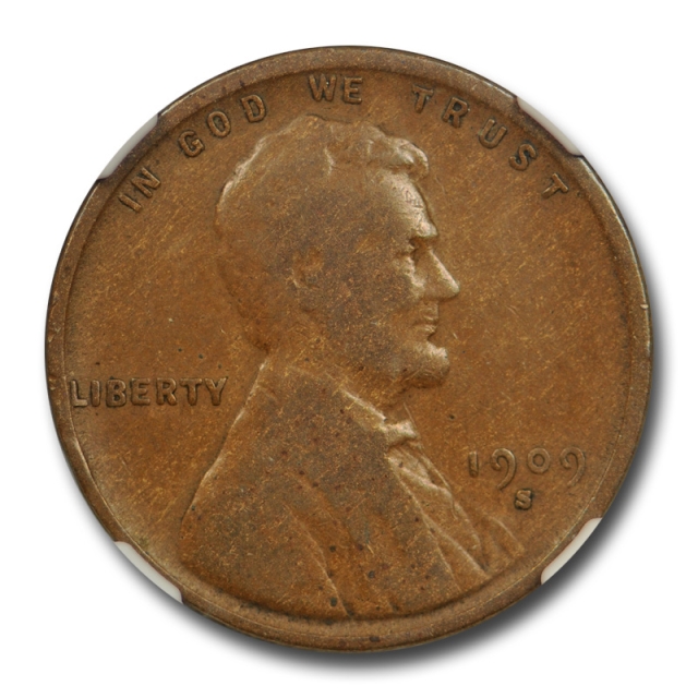 1909 S VDB 1c Lincoln Wheat Cent NGC F 12 Fine SVDB Key Date US Coin Original 