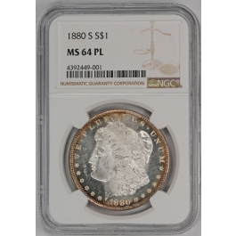 1880-S Morgan Dollar S$1 NGC MS 64 PL Looks DMPL Deep Mirror Proof Like ?